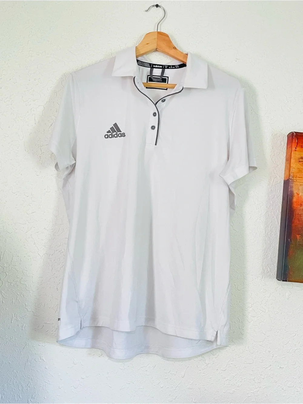 adidas Men’s White Polo with Contrasting Trim